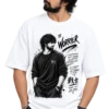 Worrier Oversized T-Shirt - Warrior Mindset Graphic A bold oversized white T-shirt featuring a gritty, hand-sketched warrior illustration with “WORRIER” typography, Japanese-inspired calligraphy, ink textures, and motivational statements. Designed for those who turn their worries into action and choose to keep moving forward.